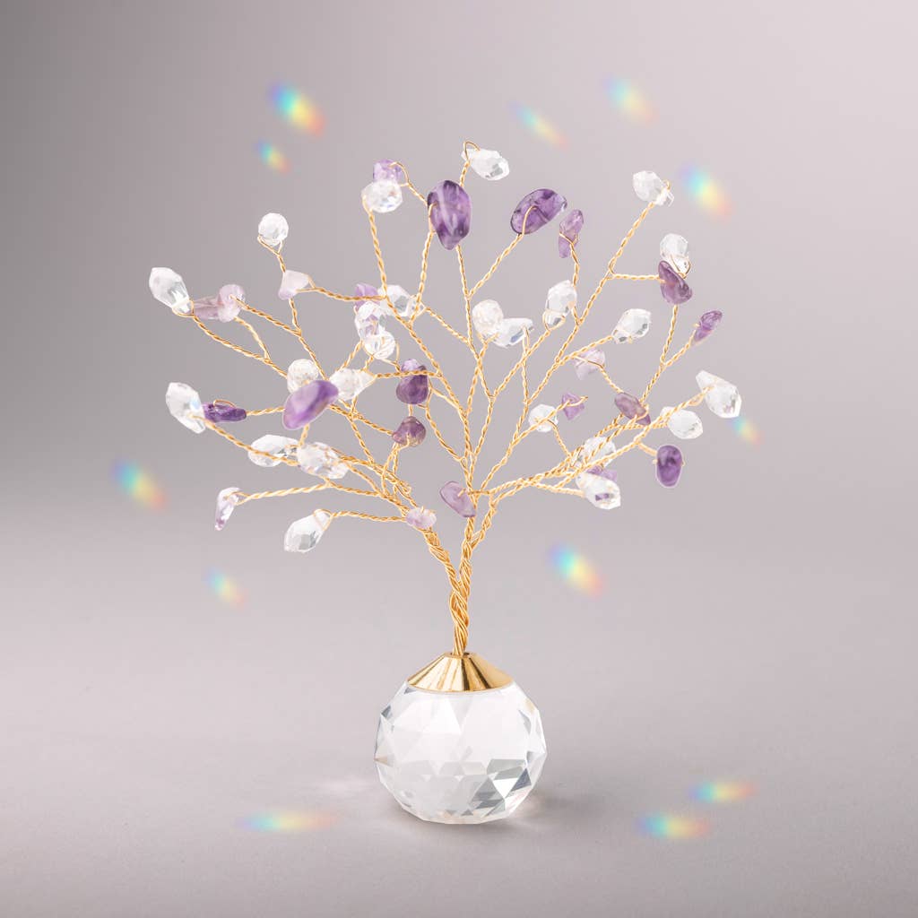 Scout Curated Wears - Suncatcher Tree of Life - Amethyst/Protection/Gold - Pink Pig