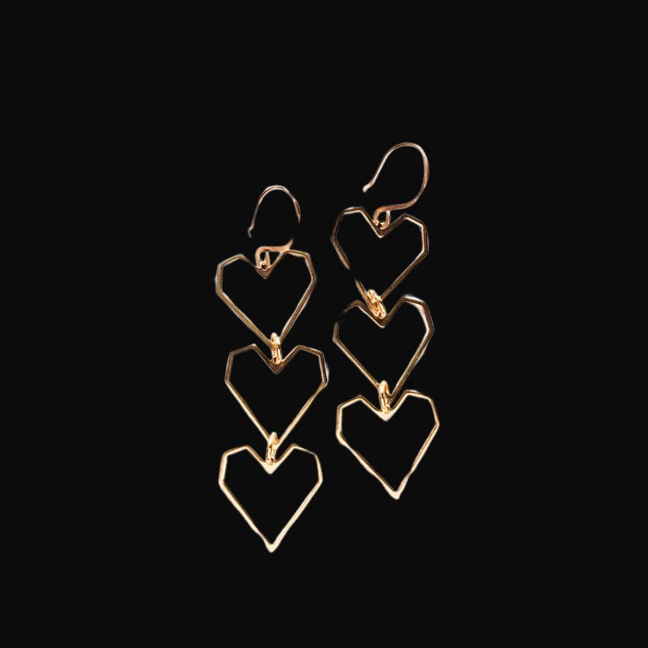 Dreamers of Dreams - Triple Heart Dangle Earrings