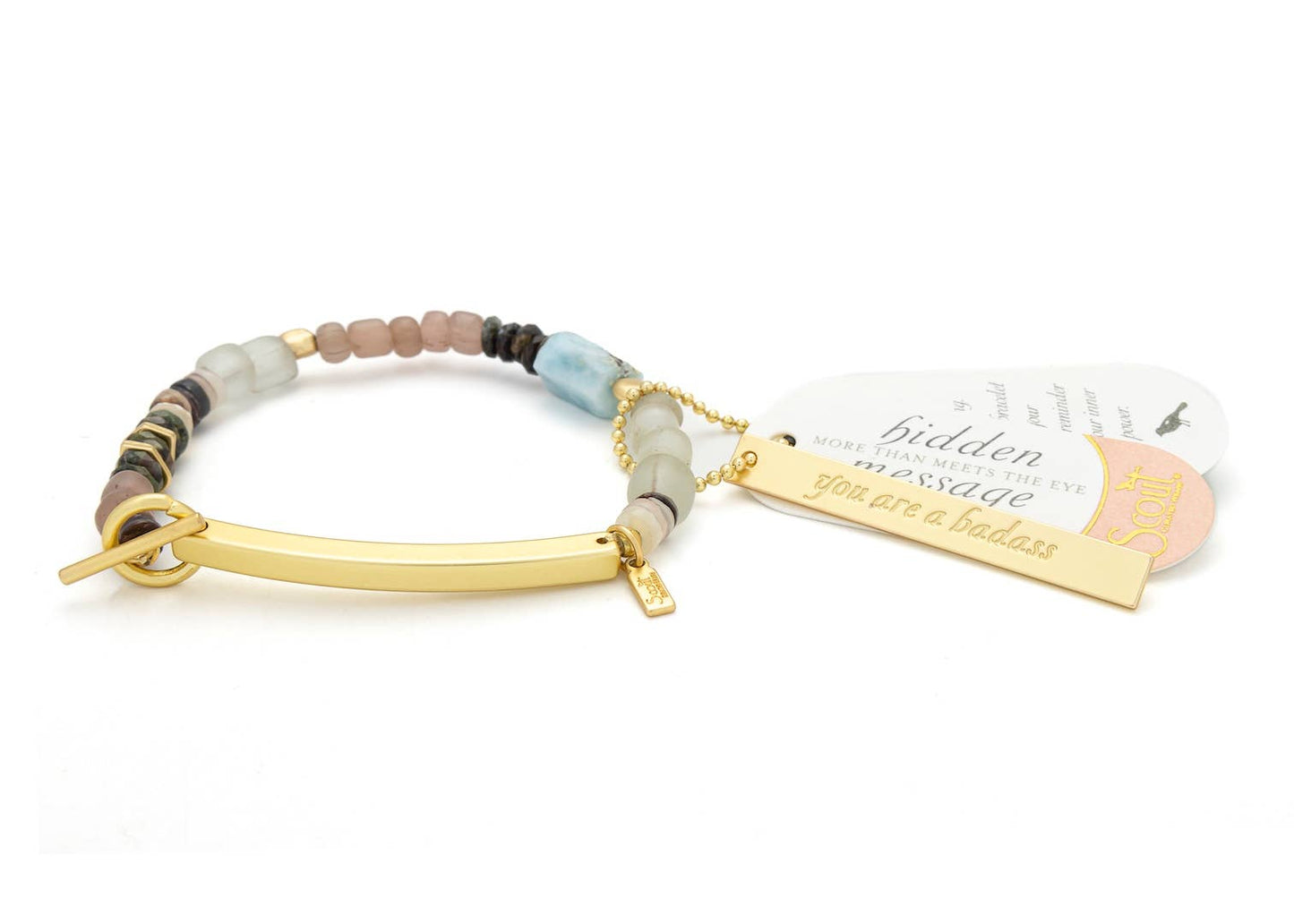 Scout Curated Wears - Hidden Message Bracelet - Badass/Larimar/Gold