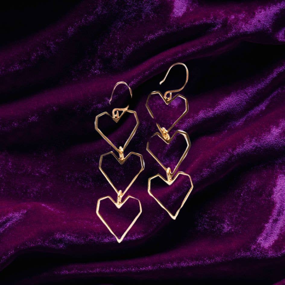 Dreamers of Dreams - Triple Heart Dangle Earrings