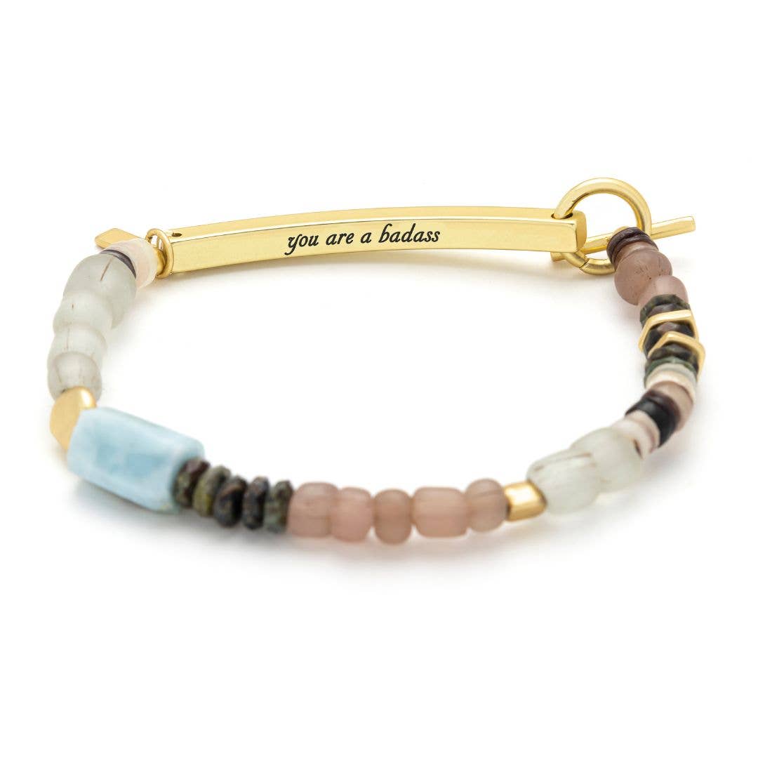 Scout Curated Wears - Hidden Message Bracelet - Badass/Larimar/Gold
