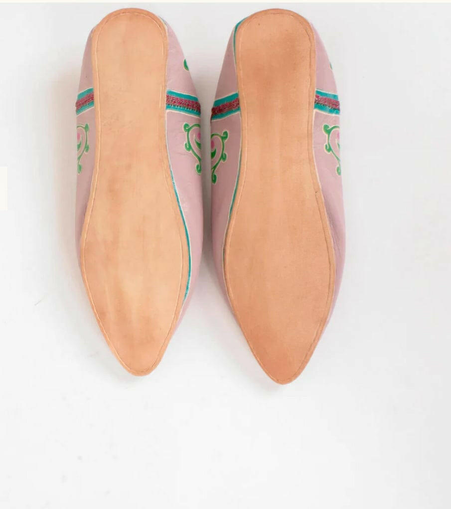 Lilac Leaf Babouche Slippers - Pink Pig