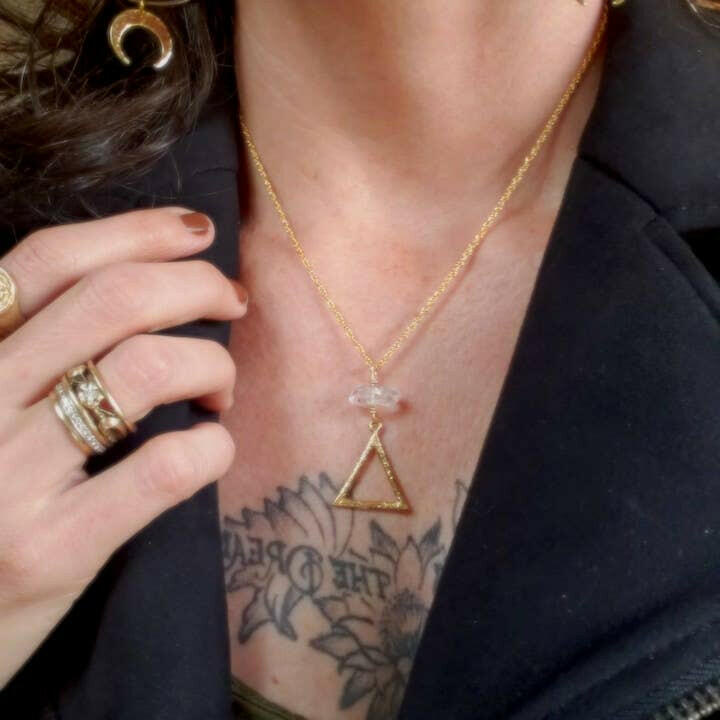 Dreamers of Dreams Gold Alchemy Element Necklaces Fire Water Air Earth 1.5 Inch Pendant Adjustable 14k Gold Plated Cable Chain 20 Inch Long - Pink Pig