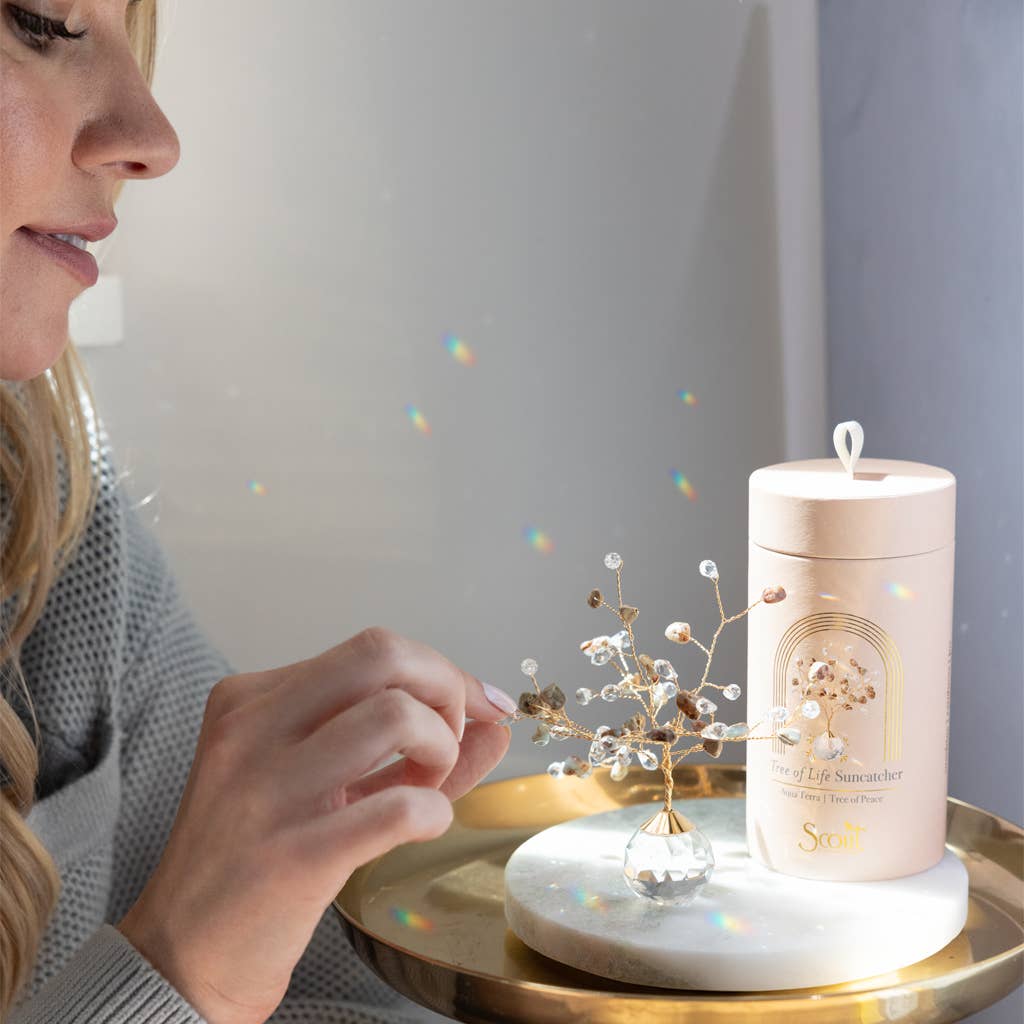 Scout Curated Wears - Suncatcher Tree of Life - Rose Quartz/Love/Gold - Pink Pig