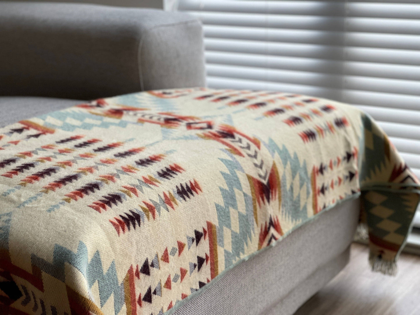 Artisan-Made Blankets Secoya Throw - Vibrant Mint | Fall Decor - Pink Pig