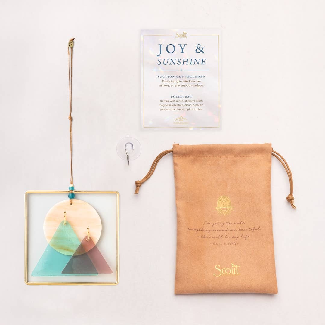Scout Curated Wears - Stained Glass Light Catcher - Sunset Mountains - Pink Pig