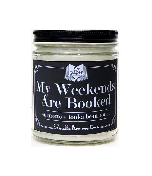 Fly Paper Products - My Weekends Are Booked!  Tonka and Oud 9oz Soy Candle - Pink Pig