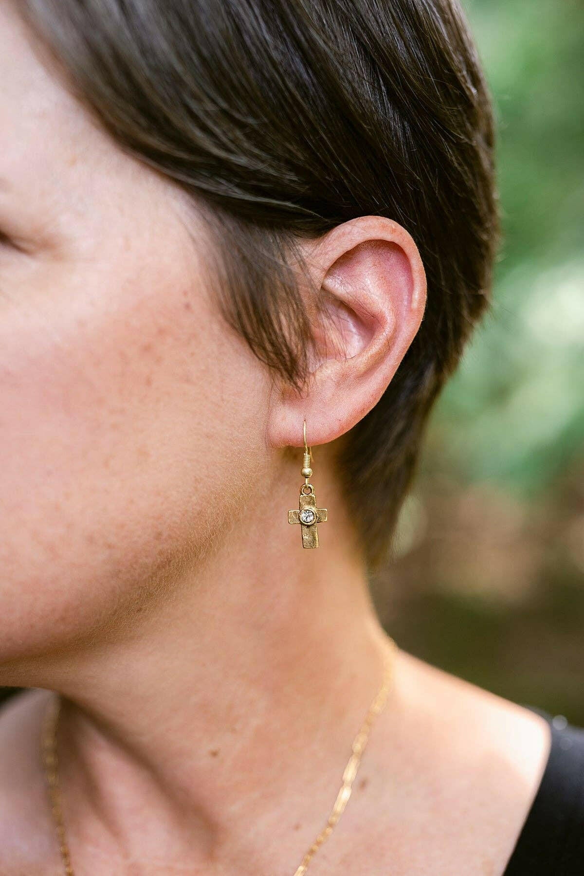 Grace Girl Beads - It is Well Earrings: Gold - Pink Pig