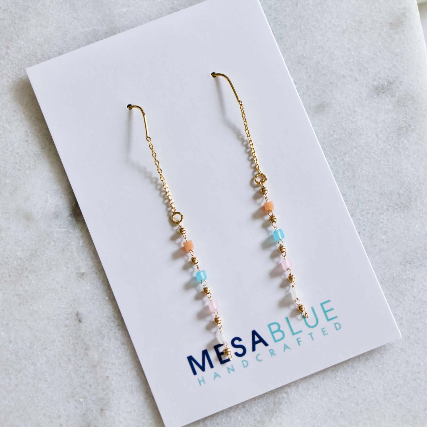 Mesa Blue - Pastel Threader Earrings.