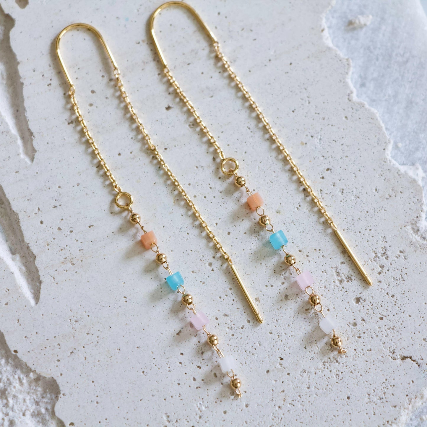 Mesa Blue - Pastel Threader Earrings.