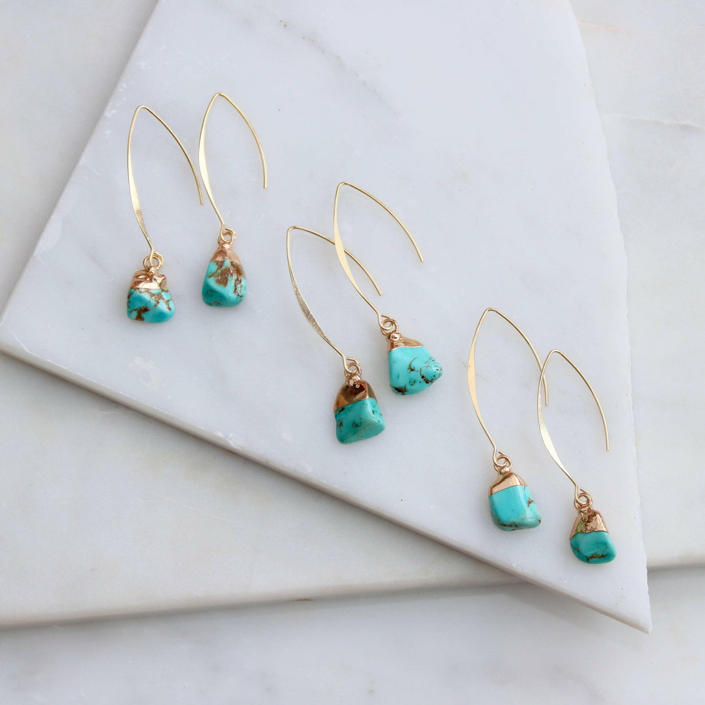 Mesa Blue - Turquoise Nugget Drop Earrings.