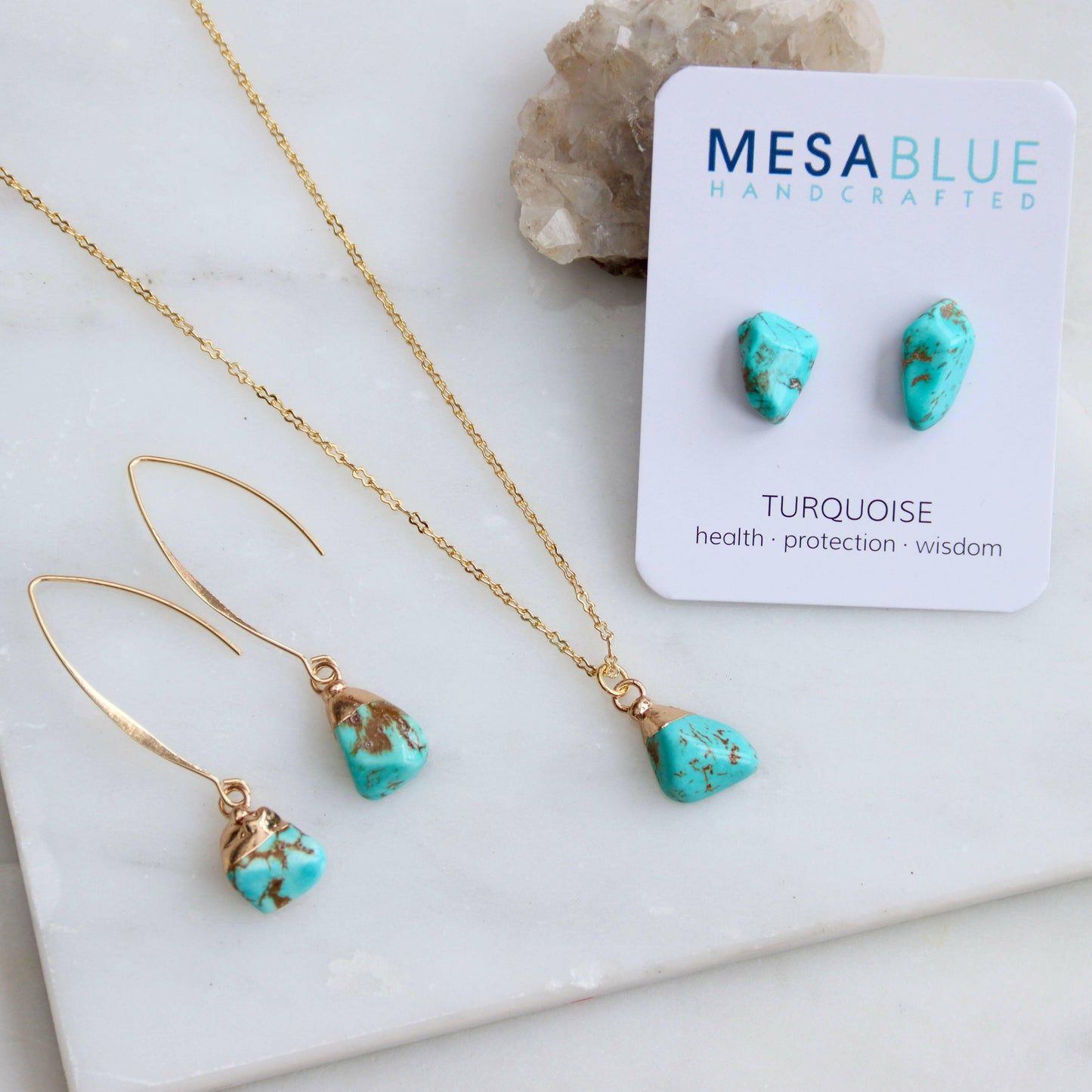 Mesa Blue - Turquoise Nugget Drop Earrings.