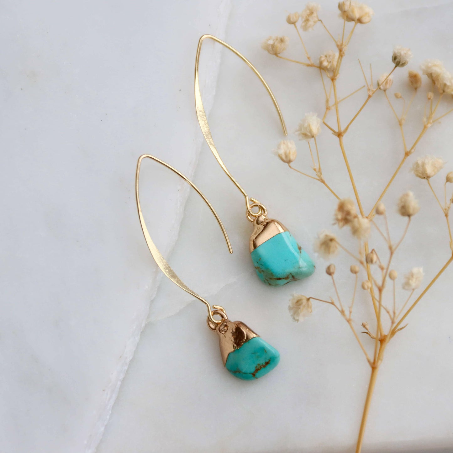Mesa Blue - Turquoise Nugget Drop Earrings.