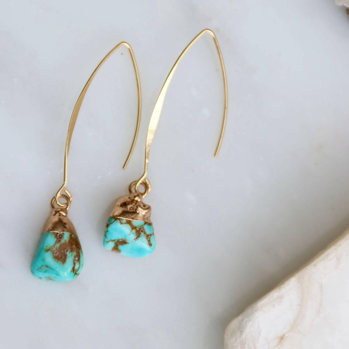 Mesa Blue - Turquoise Nugget Drop Earrings.