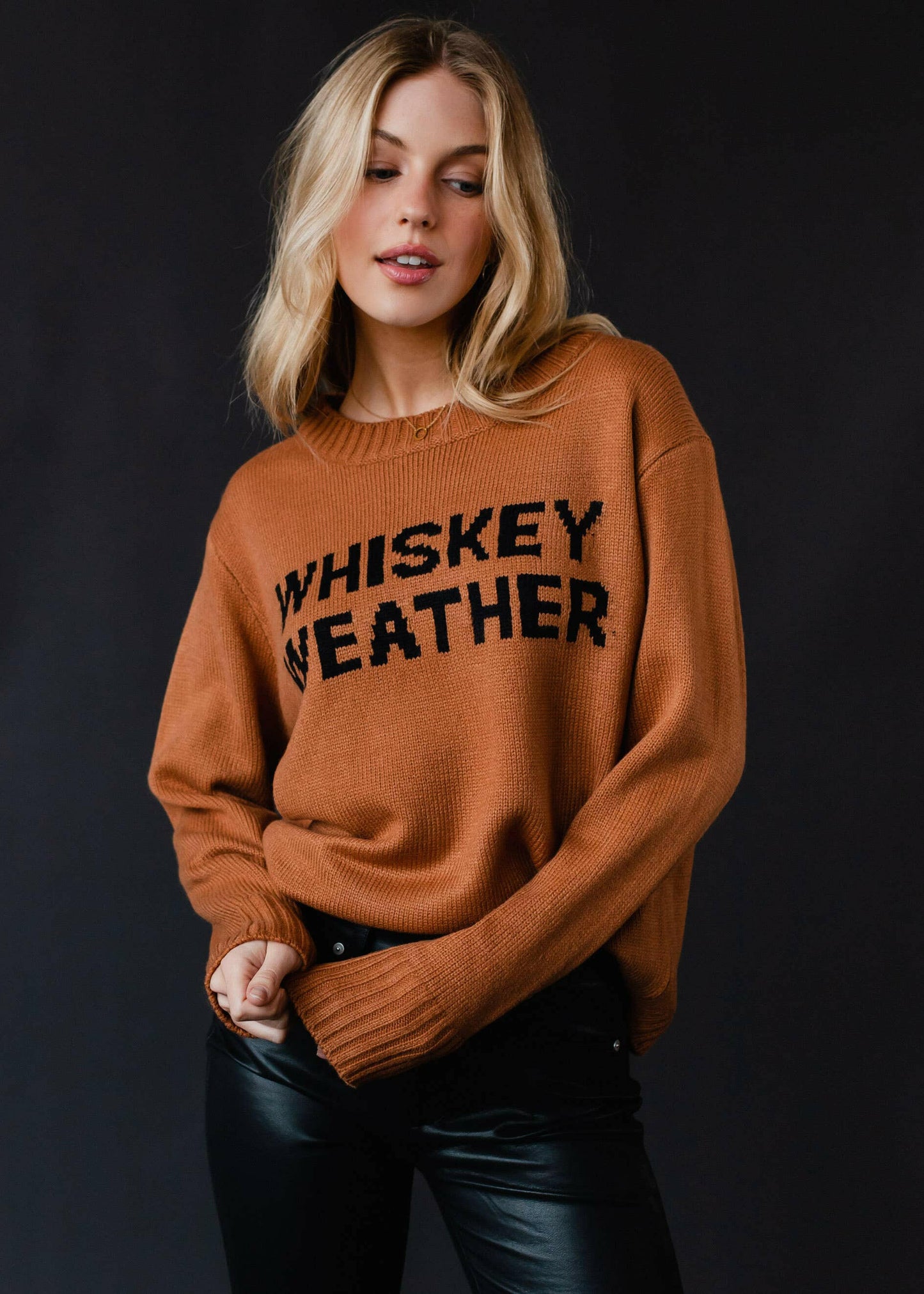 Panache Apparel Co. - Brown Whiskey Weather Sweater - Pink Pig