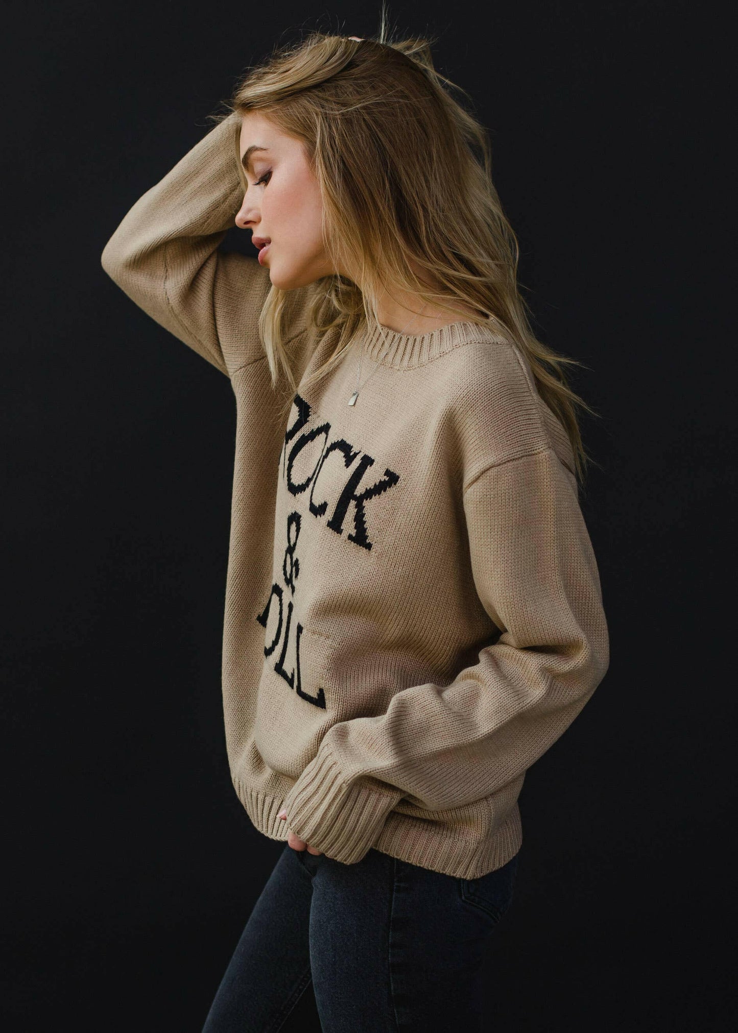 Panache Apparel Co. - Tan & Black Rock & Roll Sweater - Pink Pig