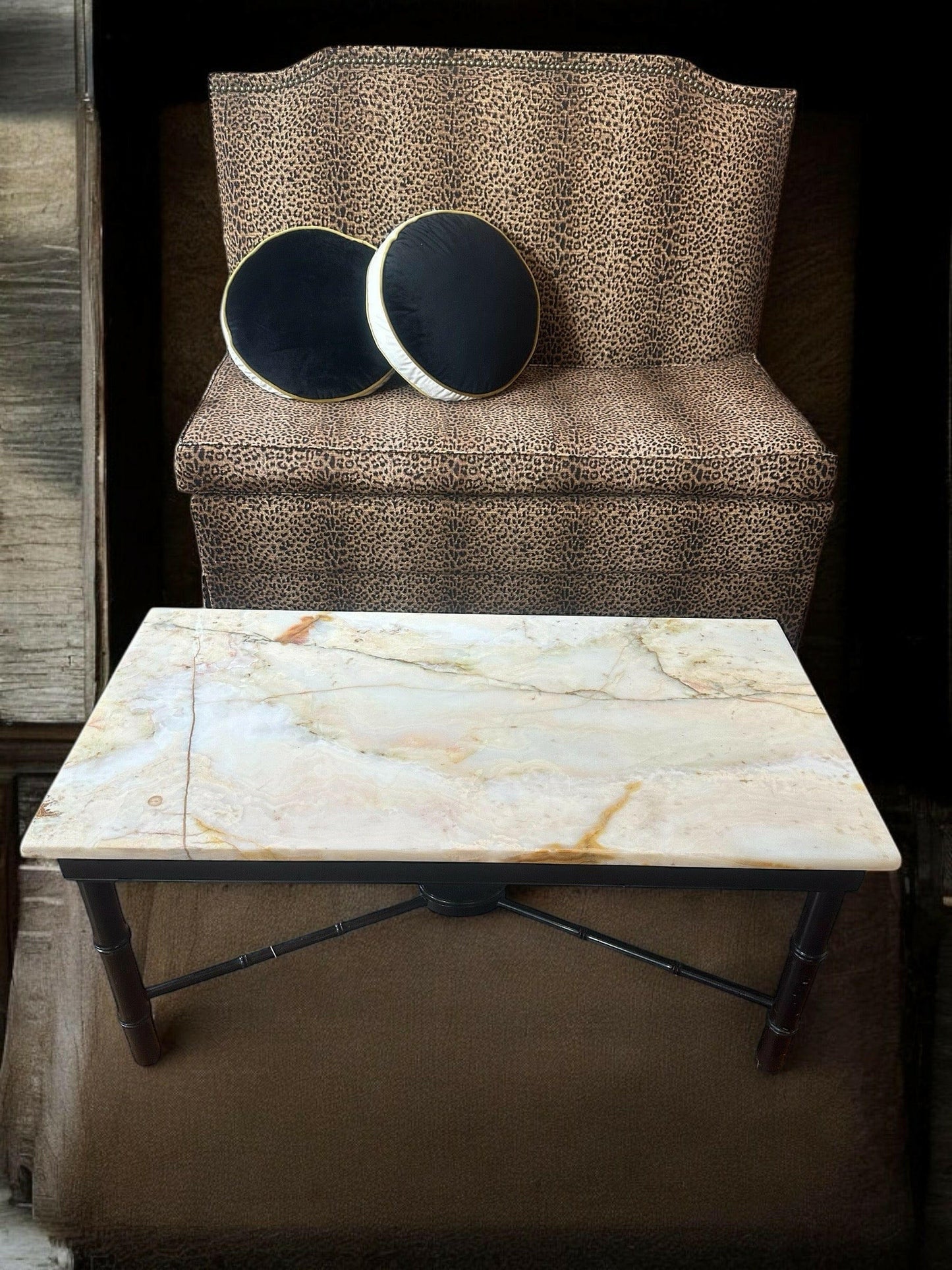 Leopard Velvet Bench.