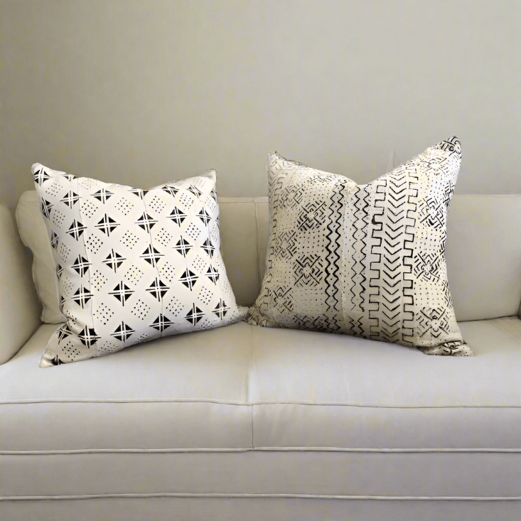African Mud Cloth Pillow - Geometric - Pink Pig
