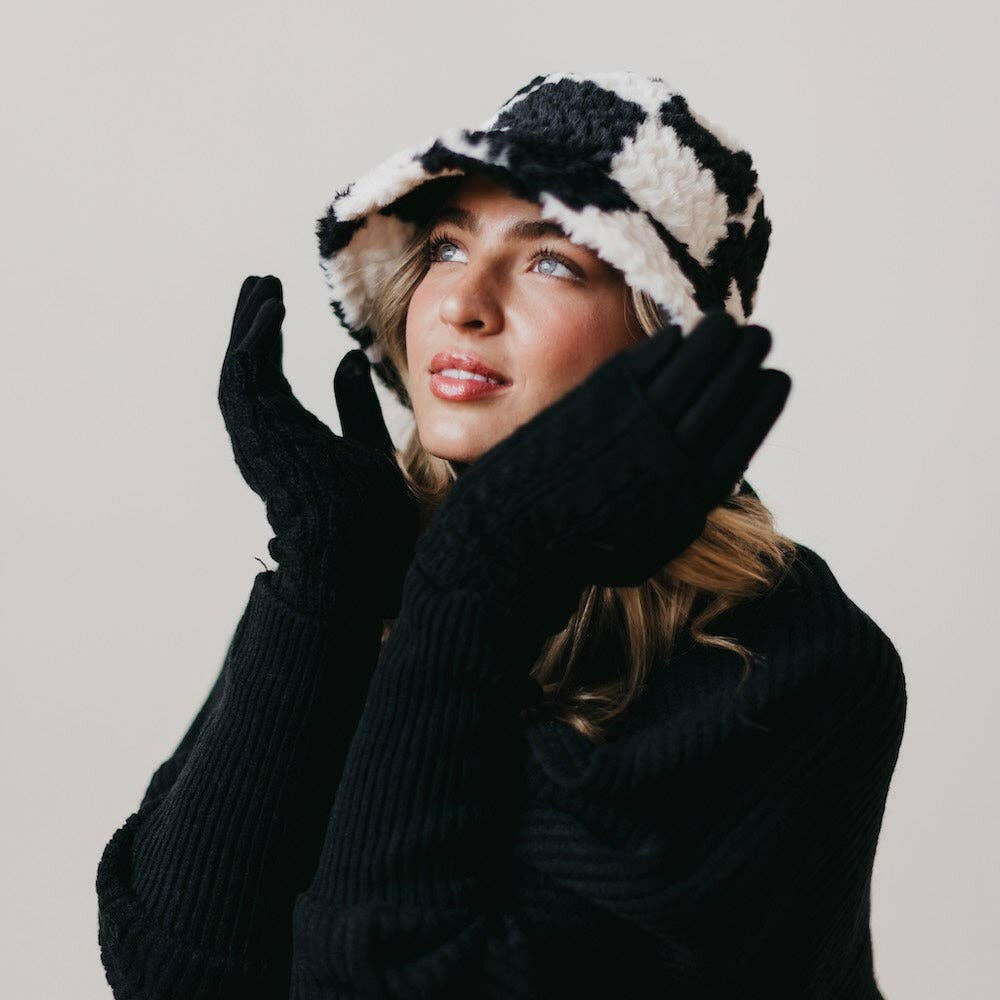 3 in 1 Cable Knit Gloves: Gray - Pink Pig