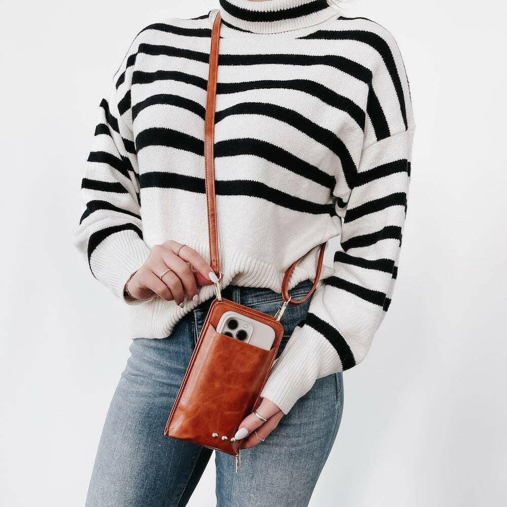 Double Duty Phone Bag: Brown - Pink Pig