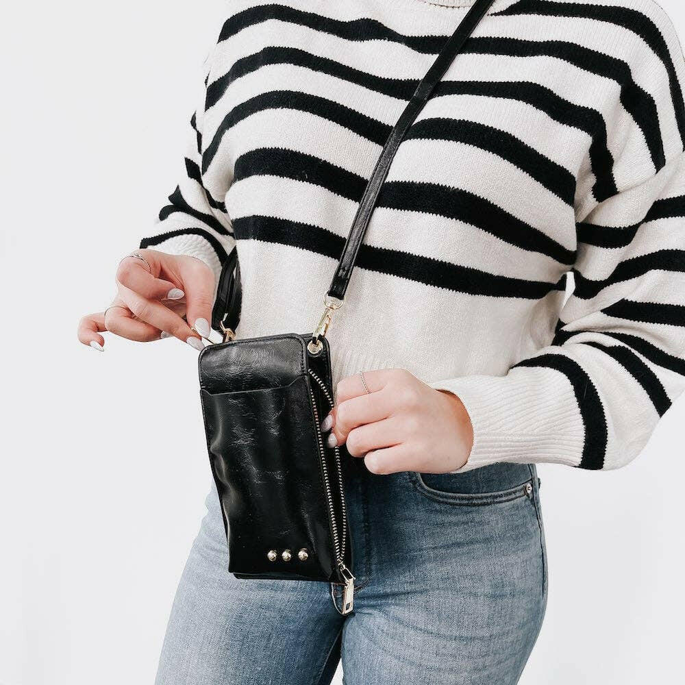 Double Duty Phone Bag: Brown - Pink Pig