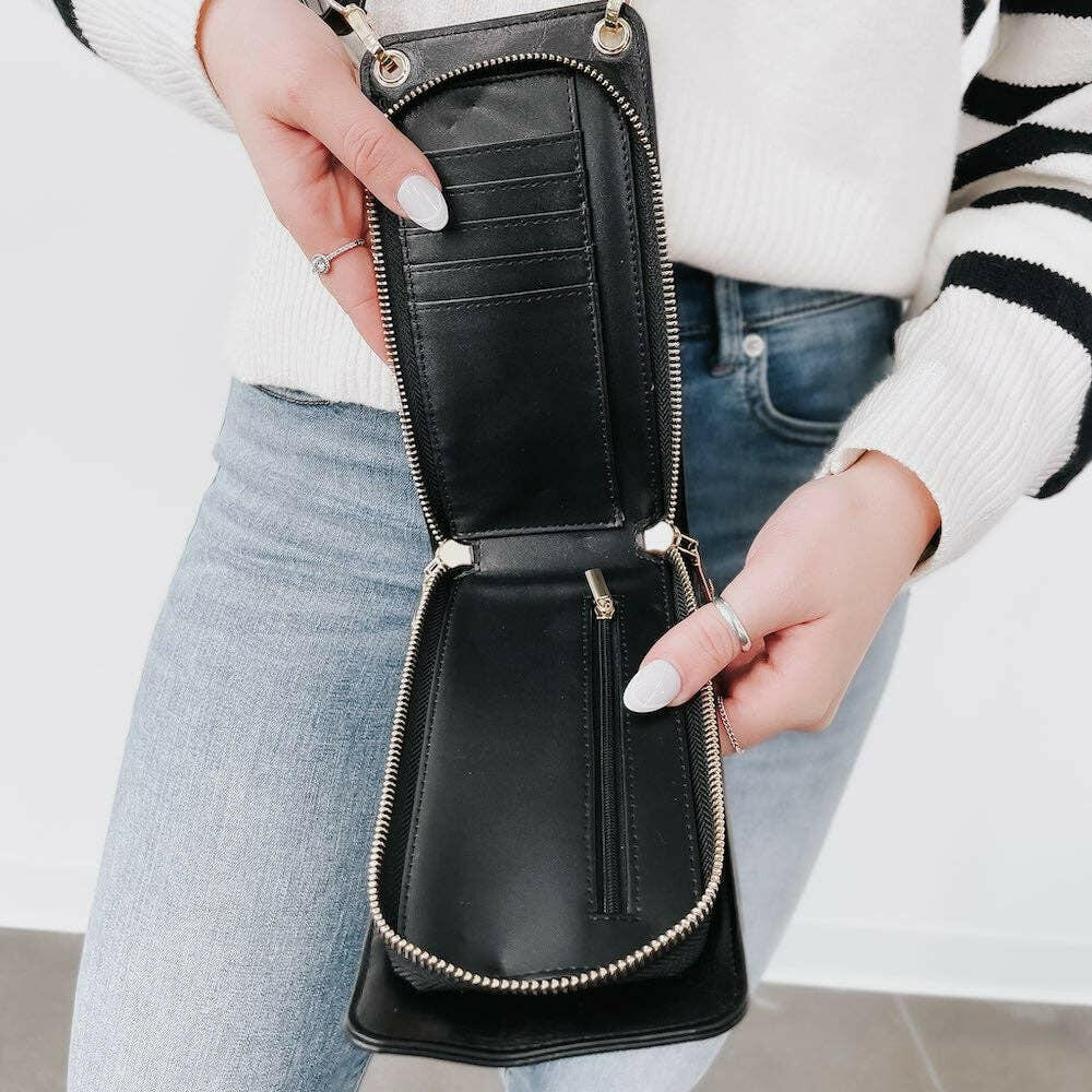 Double Duty Phone Bag: Brown - Pink Pig