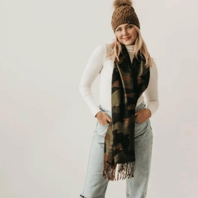 Camo Button Scarf - Pink Pig