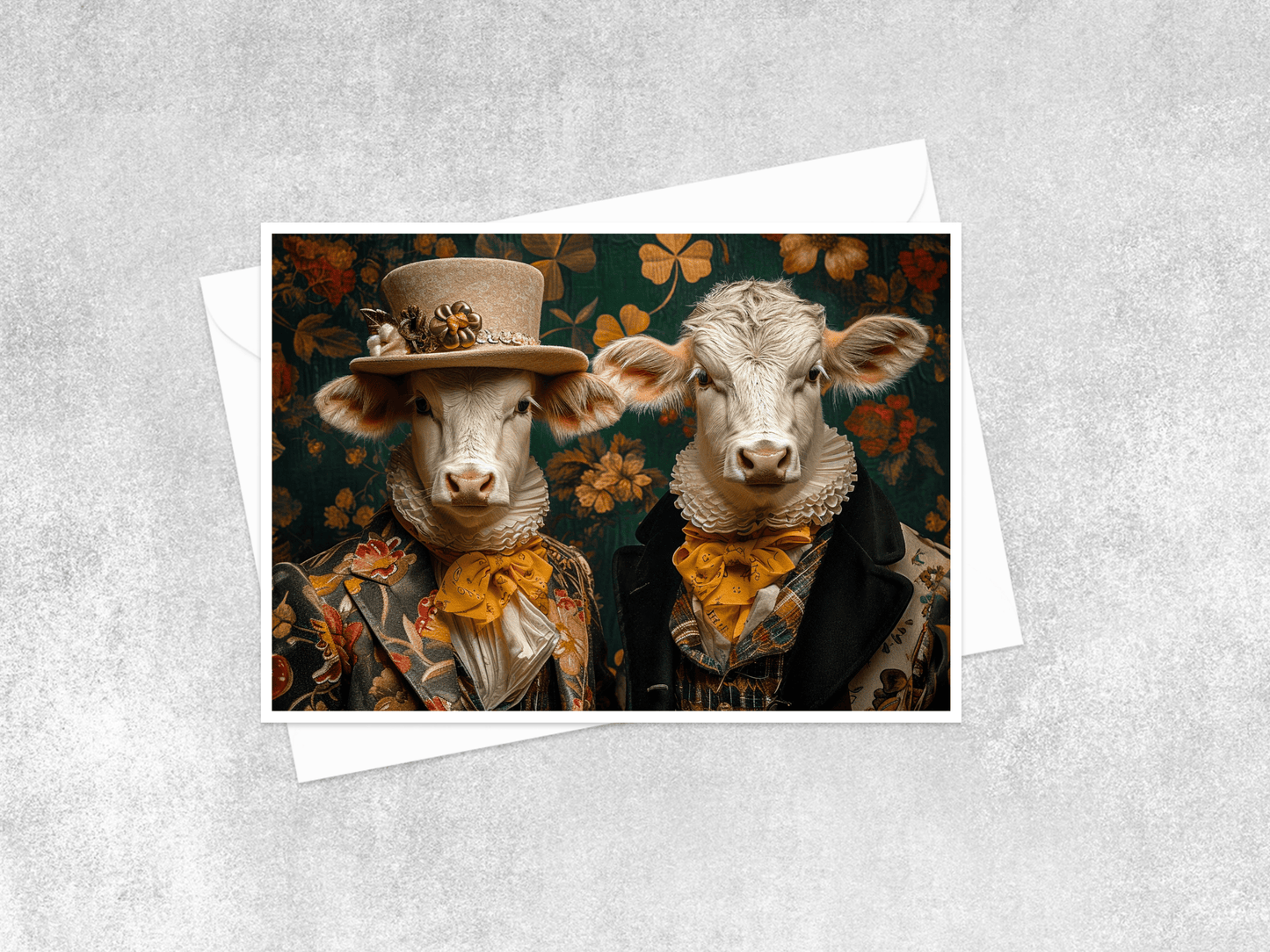 Salty Alyce - Aristocrat Gentlemen Cows In Bow Tie   Greeting Card 92AS.