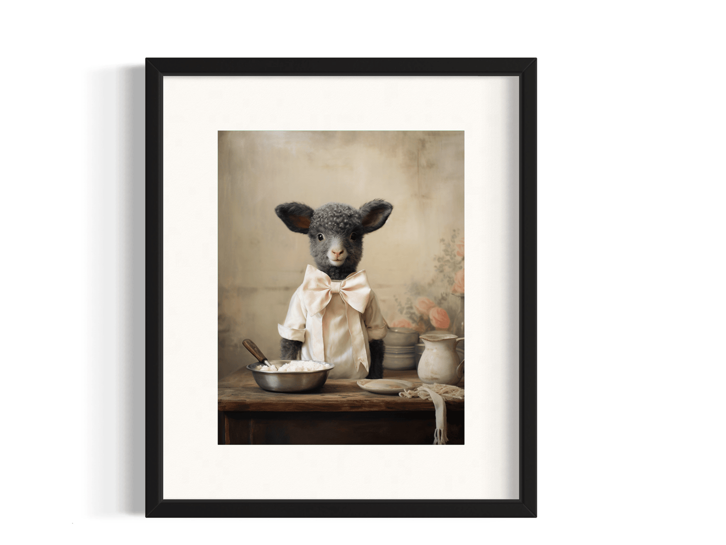 Salty Alyce -   Chef Lamb Baking A Cake  Wall Decor 128AS - Pink Pig
