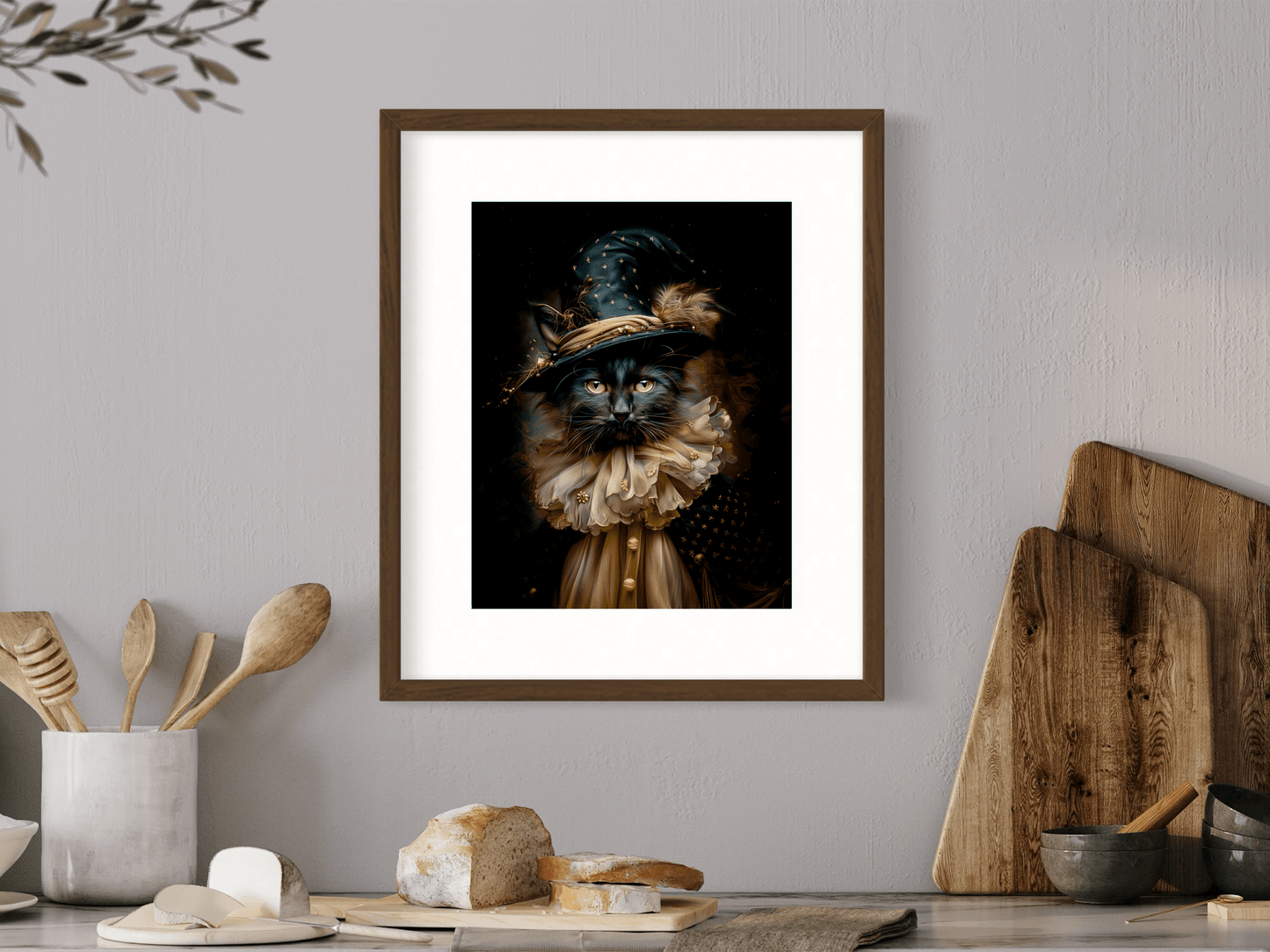 Salty Alyce -   Magic Black Cat in Wizard Hat Wall Decor 115AS - Pink Pig