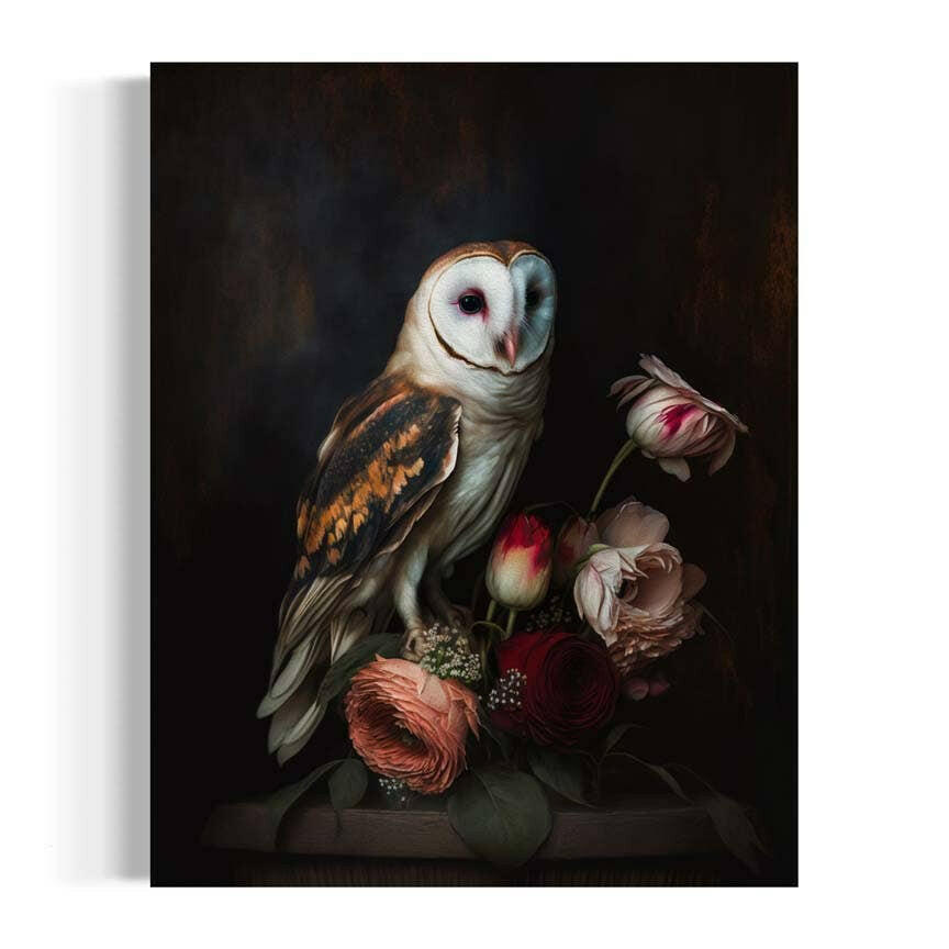 Salty Alyce - Owl Black and Gold Moody Dark Aesthetic   Wall Art RD324.