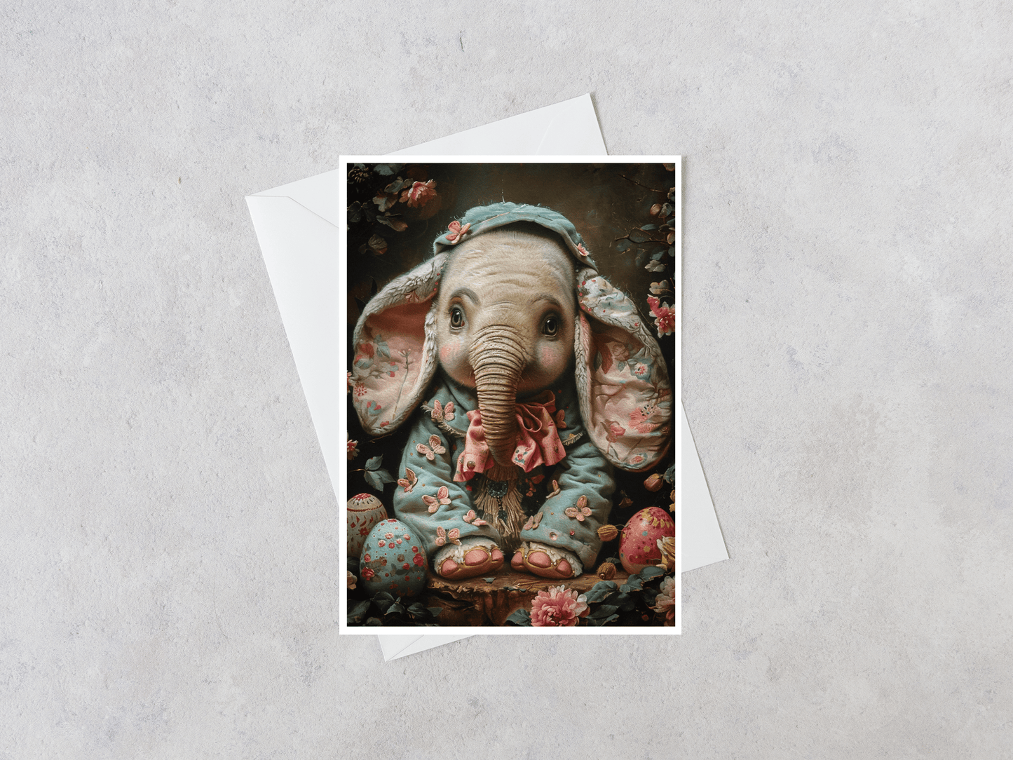 Salty Alyce - The Blooming Elephant Blank Greeting Card 189AS - Pink Pig
