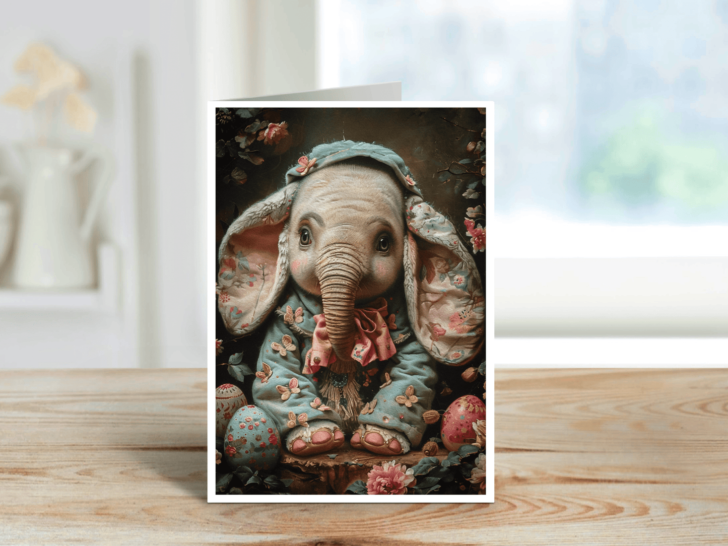Salty Alyce - The Blooming Elephant Blank Greeting Card 189AS - Pink Pig