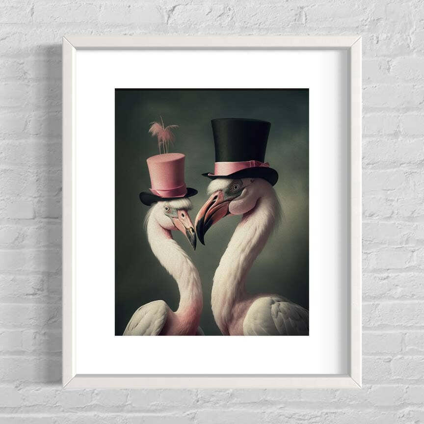 Salty Alyce - Victorian Flamingo Birds  Wall Decor - Pink Pig