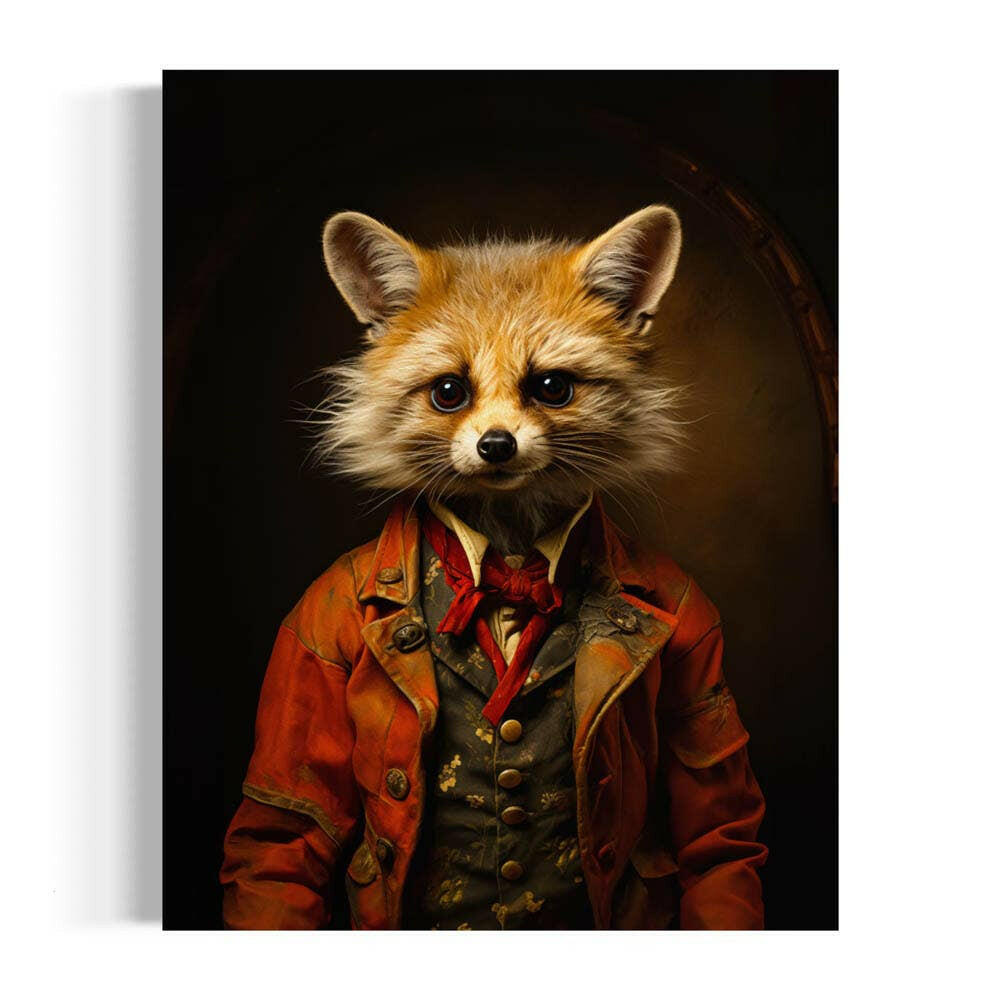 Salty Alyce - Victorian Fox Wearing a Suit Painting Wall Art.