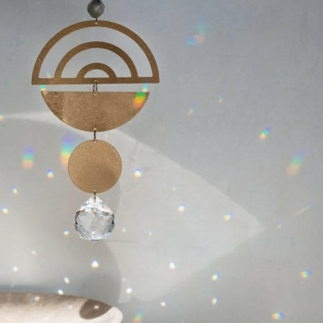 Labradorite Suncatcher - Pink Pig