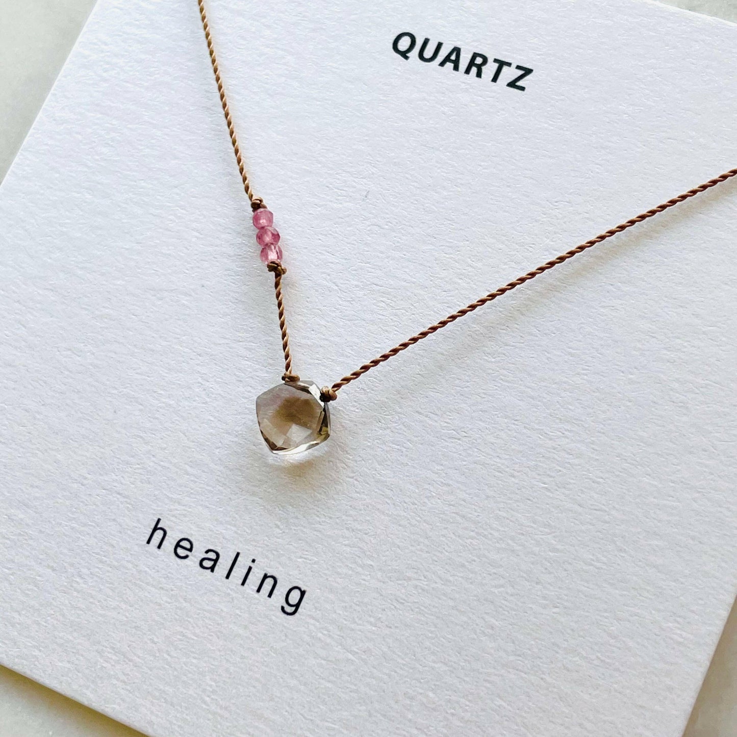 Soulsilk - Smoky quartz with Pink Tourmaline Necklace - Healing - Pink Pig
