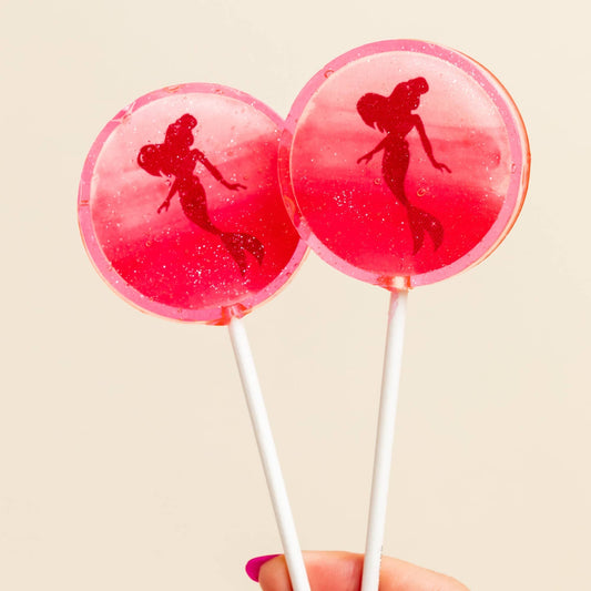 Sweet Caroline Confections - Pink Mermaid Lollipops, Raspberry Flavor, 10/Case -VEGAN - Pink Pig