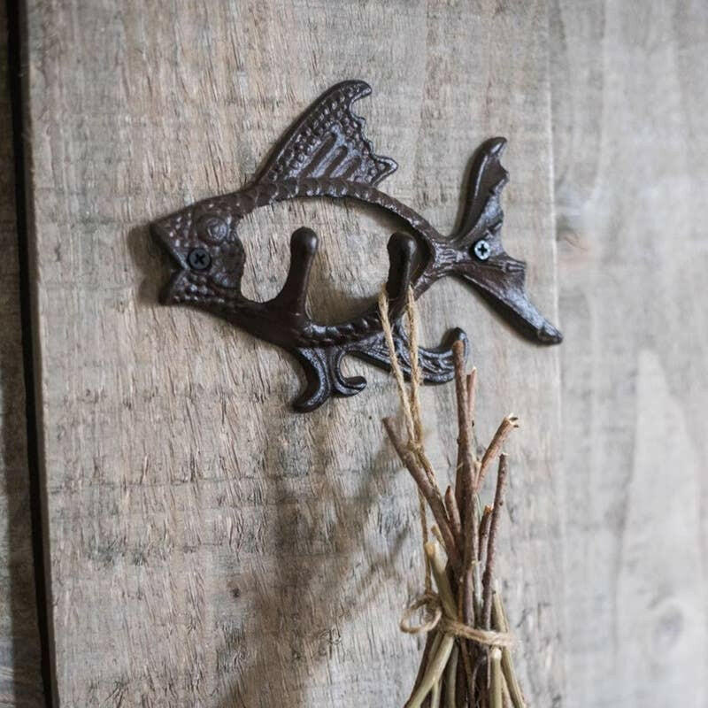 Vagabond Vintage Antique Cast Iron Fish Wall Hook
