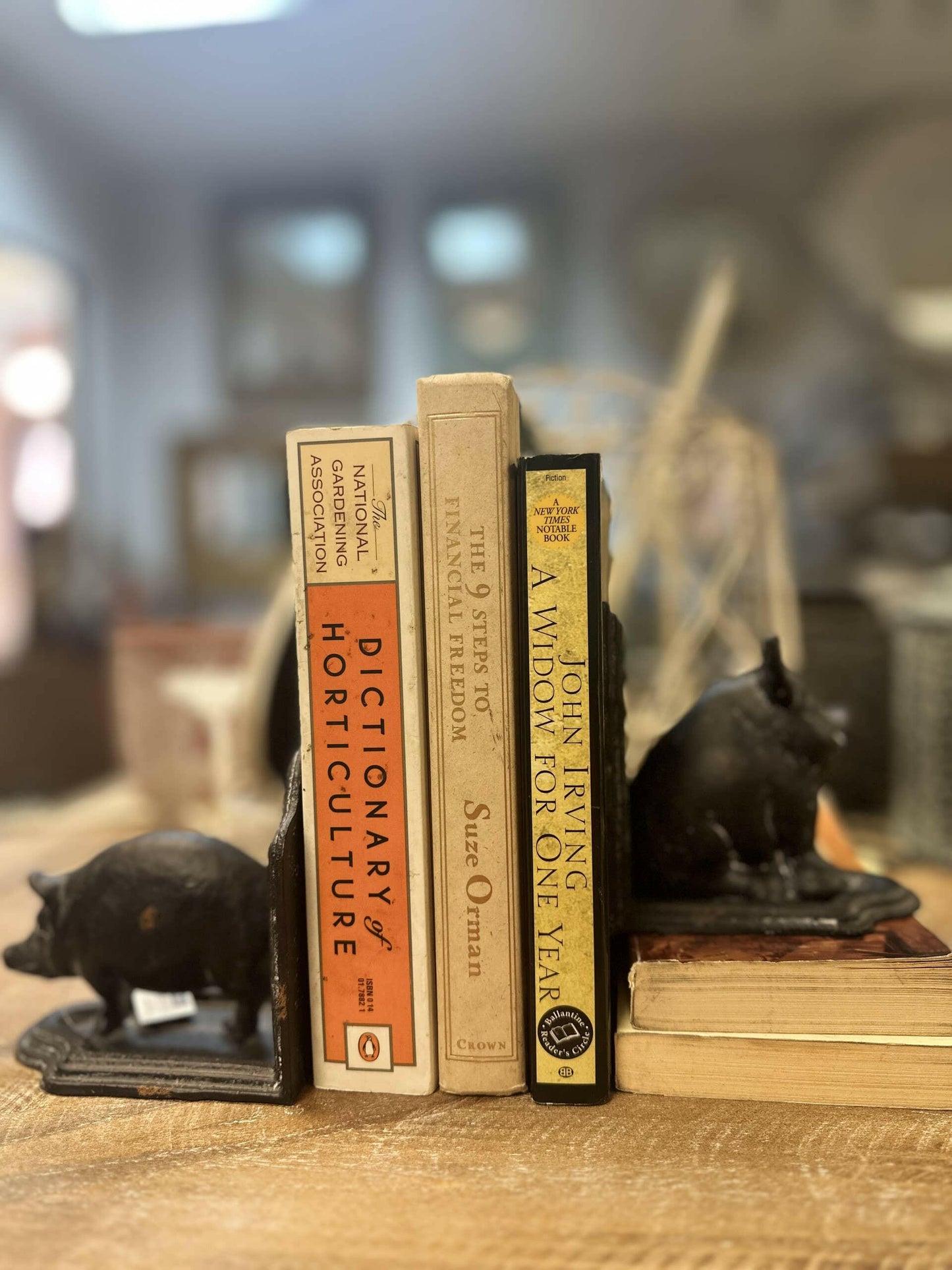 Cast Iron Pig Bookend in Black Rustic Finish-Set 2 - Pink Pig