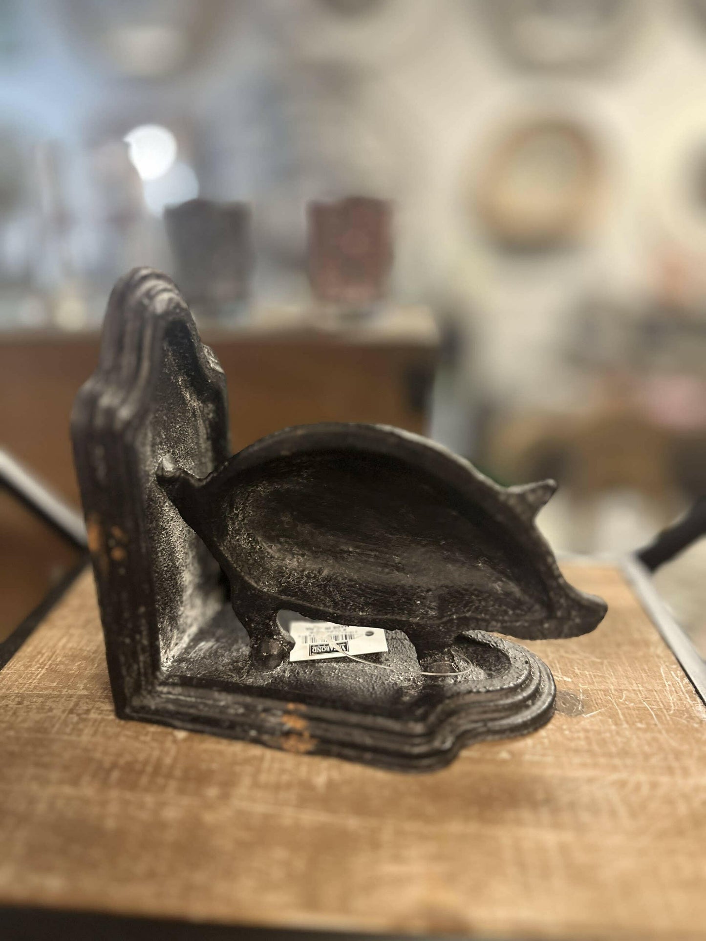 Cast Iron Pig Bookend in Black Rustic Finish-Set 2 - Pink Pig