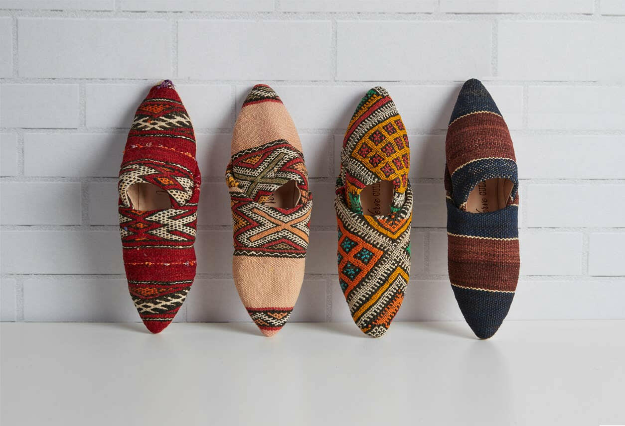 Verve Culture - Moroccan Kilim Slippers - Pink Pig