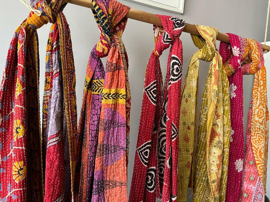 Kantha Scarves - Pink Pig