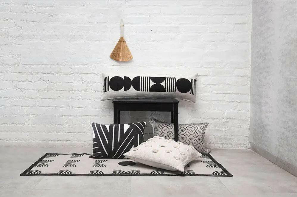 Noir Lumbar Pillow - Pink Pig