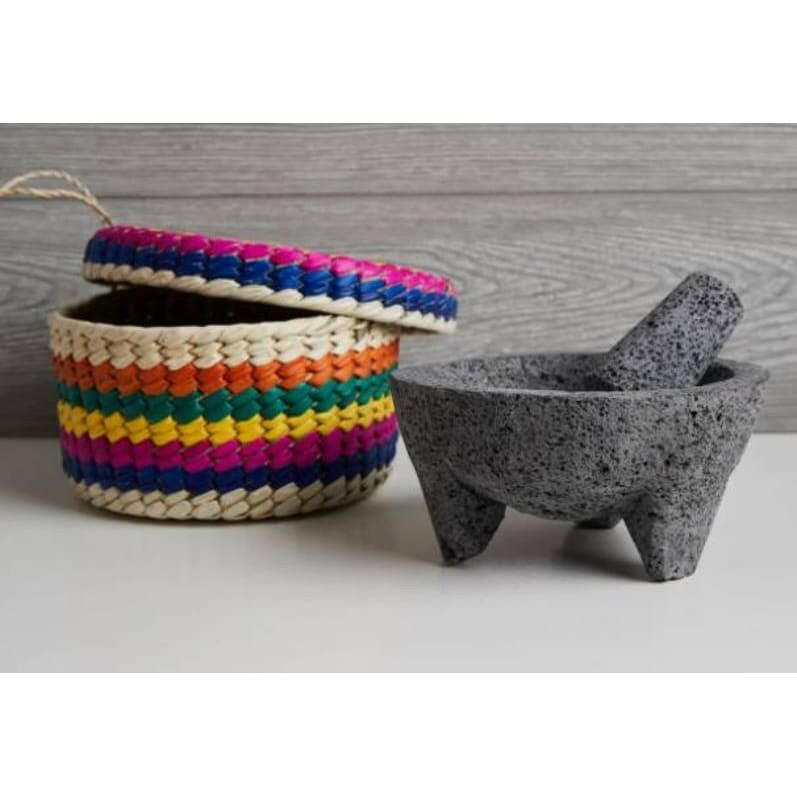 Molcajete With Tortilla Basket - Pink Pig