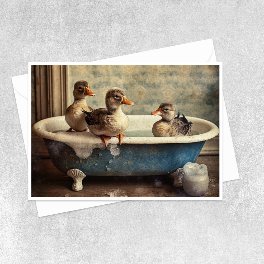 Salty Alyce - Ducks in the Bathtub Blank Card AXS14 Salty Alyce