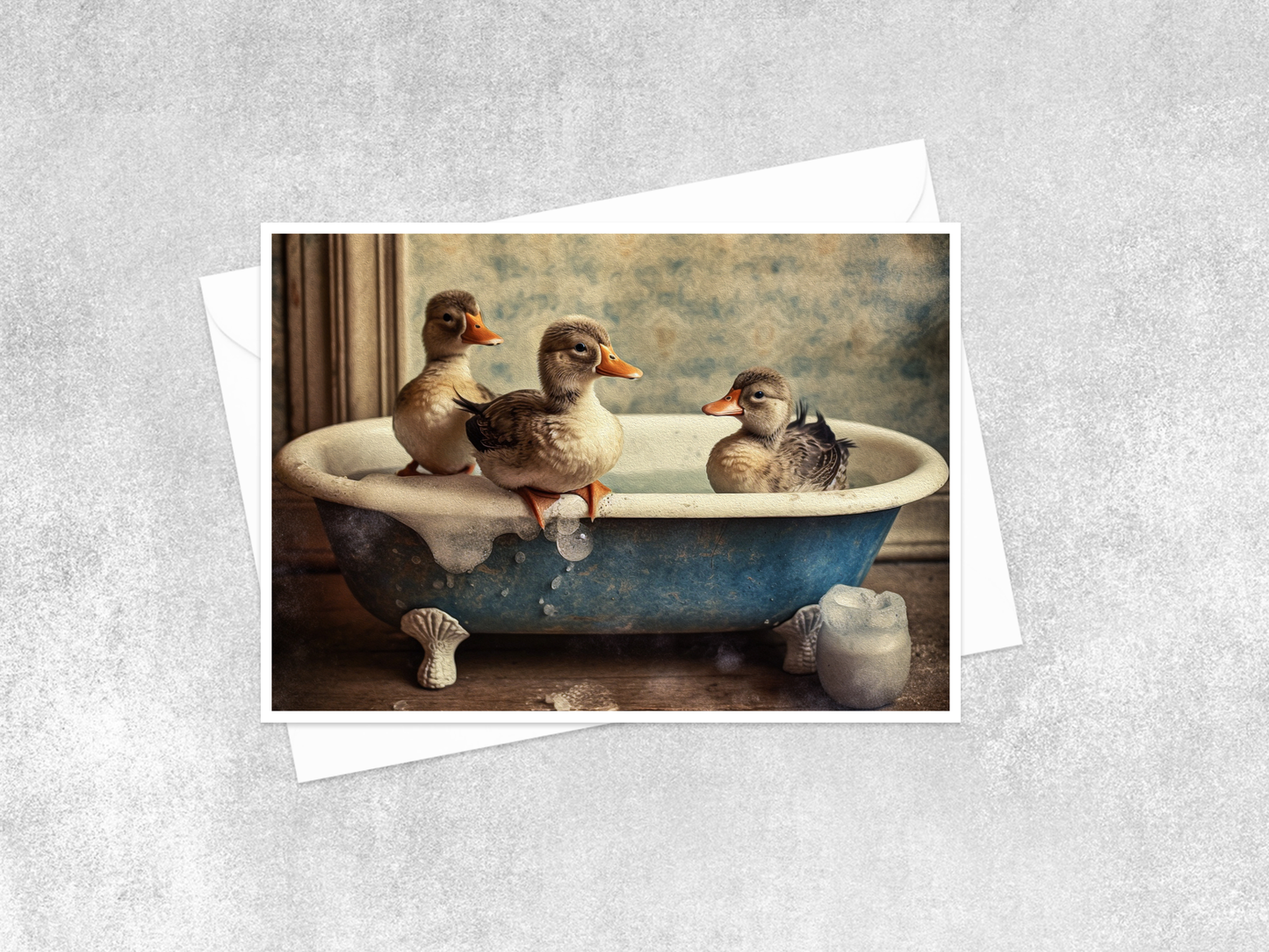 Salty Alyce - Ducks in the Bathtub Blank Card AXS14 Salty Alyce