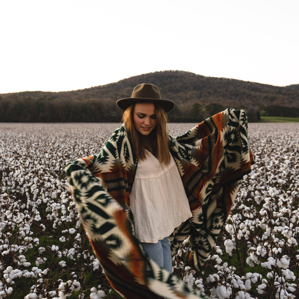 
                  
                    Beyond Borders Collective | Artisan-Made Blankets & Throws - Quichua Blanket - Evergreen Autumn | Fall Decor - Pink Pig
                  
                