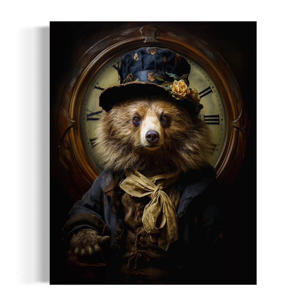 Salty Alyce - Charming Gentleman Bear in Top Hat Wall Art - Pink Pig