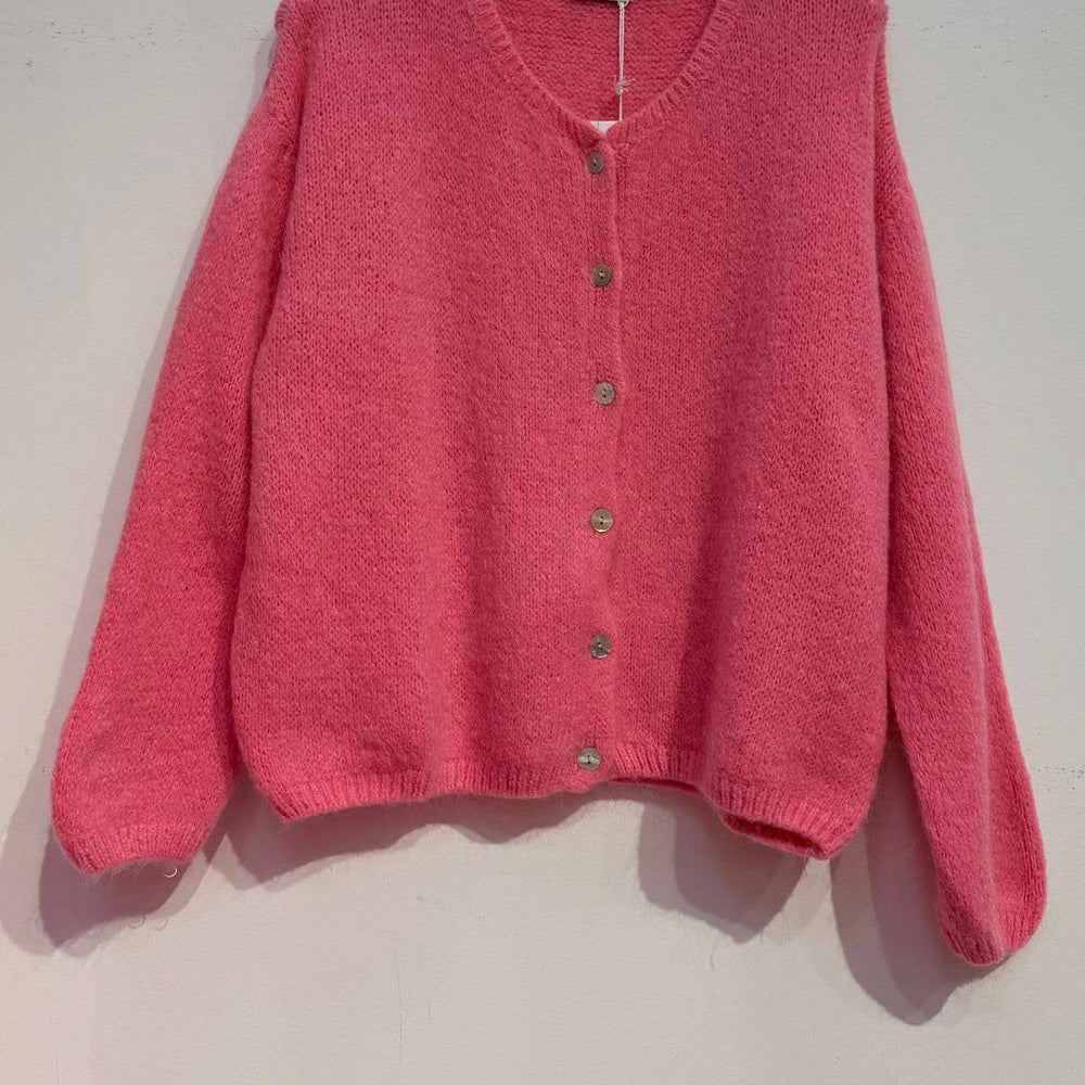 
                  
                    NOELINE - Kid mohair and wool cropped cardigan - Pink Pig
                  
                